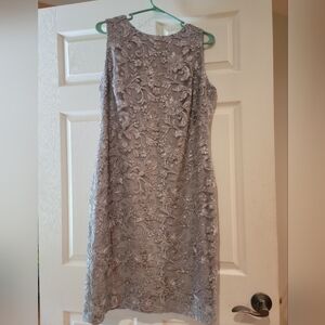Lauren ralph lauren grey pearl cocktail dress size 14 womens